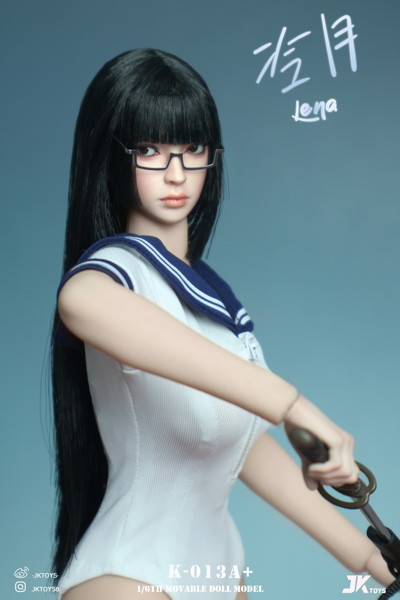 JKトイズ 1/6 アジア女性 ヘッドスカルプト レナ （可動式眼球/メガネ付） A＋