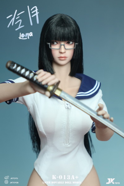 JKトイズ 1/6 アジア女性 ヘッドスカルプト レナ （可動式眼球/メガネ付） A＋
