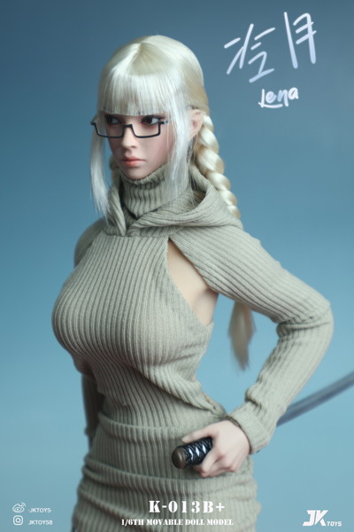 JKトイズ 1/6 アジア女性 ヘッドスカルプト レナ （可動式眼球/メガネ付） B＋