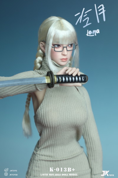 JKトイズ 1/6 アジア女性 ヘッドスカルプト レナ （可動式眼球/メガネ付） B＋