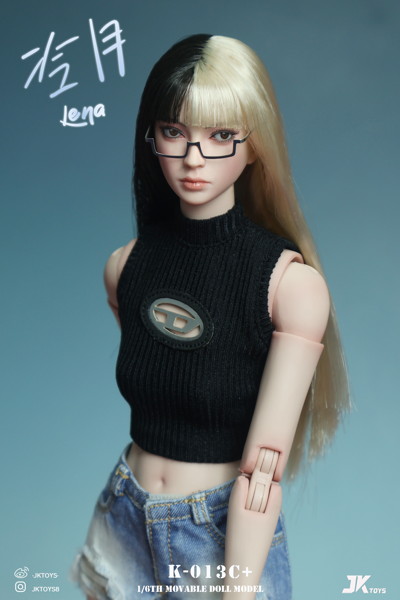 JKトイズ 1/6 アジア女性 ヘッドスカルプト レナ （可動式眼球/メガネ付） C＋
