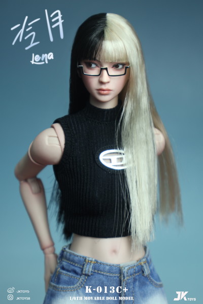 JKトイズ 1/6 アジア女性 ヘッドスカルプト レナ （可動式眼球/メガネ付） C＋