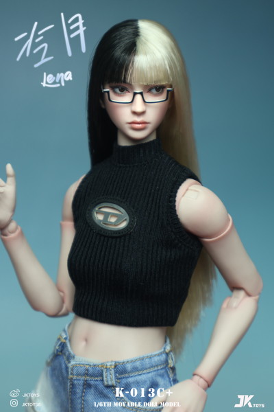 JKトイズ 1/6 アジア女性 ヘッドスカルプト レナ （可動式眼球/メガネ付） C＋
