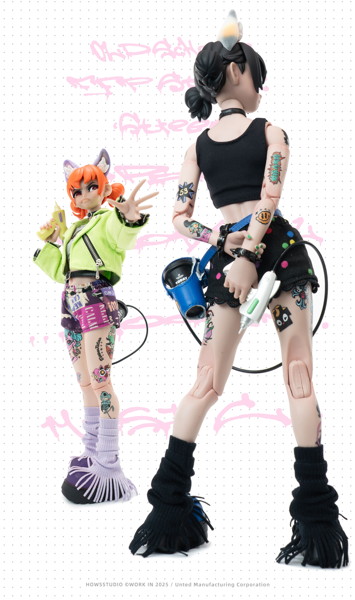 SONDOR GOOD MORNING FRIENDシリーズ ニャータトゥー 1/6スケール可動フィギュア（ブラック）