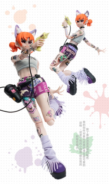 SONDOR GOOD MORNING FRIENDシリーズ ニャータトゥー 1/6スケール可動フィギュア（オレンジ）