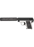 ポケットハンドガン エアーコッキング No.17 25オート シルバーフレーム サイレンサー付き