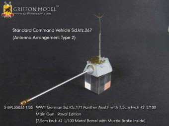 1/35 WW.II ドイツ軍 パンターF型 7.5cm KwK.42 L/100搭載型用 エッチングパーツ＆メタル砲身 ’ロイヤルエディション’