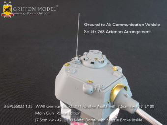 1/35 WW.II ドイツ軍 パンターF型 7.5cm KwK.42 L/100搭載型用 エッチングパーツ＆メタル砲身 ’ロイヤルエディション’