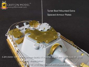 1/35 WW.II ドイツ軍 パンターF型 7.5cm KwK.42 L/100搭載型用 エッチングパーツ＆メタル砲身 ’ロイヤルエディション’