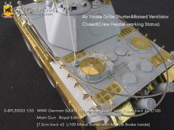 1/35 WW.II ドイツ軍 パンターF型 7.5cm KwK.42 L/100搭載型用 エッチングパーツ＆メタル砲身 ’ロイヤルエディション’