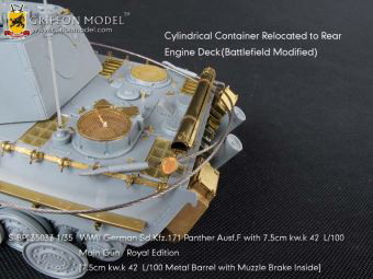 1/35 WW.II ドイツ軍 パンターF型 7.5cm KwK.42 L/100搭載型用 エッチングパーツ＆メタル砲身 ’ロイヤルエディション’