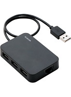 【クリックで詳細表示】有線LANアダプタ/USB2.0/Type-A/USBハブ付/ブラック