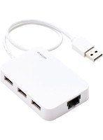 【クリックで詳細表示】有線LANアダプタ/USB2.0/Type-A/USBハブ付/ホワイト