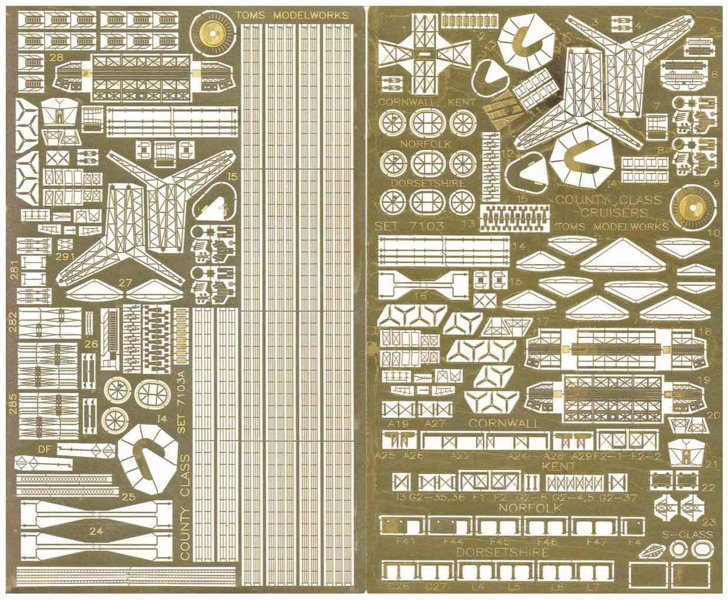 1/700 PE339 イギリス海軍 重巡洋艦カウンティ級（A社）用エッチングパーツ