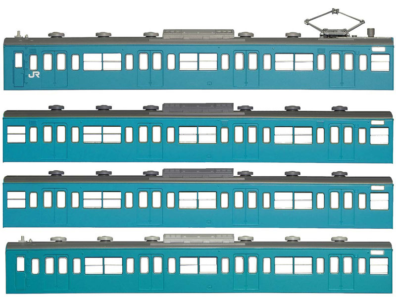 18010 国鉄（JR）103系＜低運・非ユニット窓・冷改車・スカイブルー＞ 基本4両編成ボディキットB