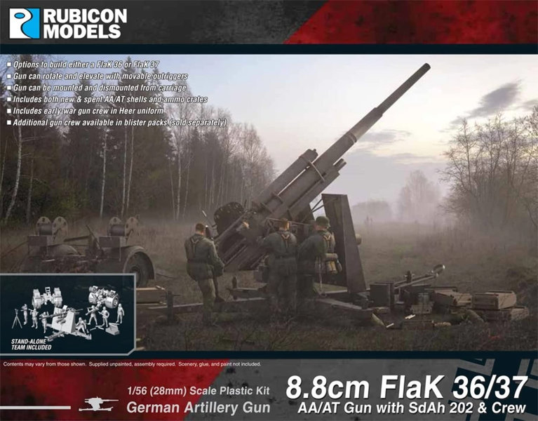 1/56 ドイツ軍 8.8cmFlaK 36/37AA/AT Gun w/Sd.Ah202 トレーラー＆クルー