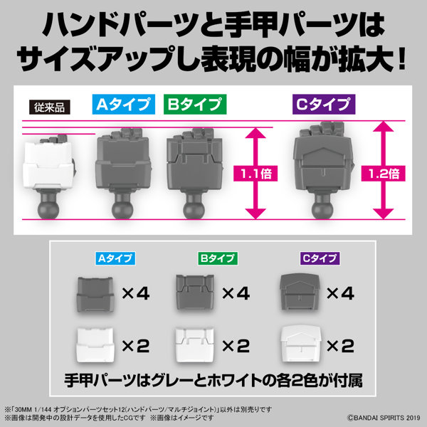 30MM 1/144 オプションパーツセット12（ハンドパーツ/マルチジョイント）