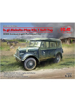 ICM 1/35 ドイツ陸軍 le.gl.Pkw Kfz.1 軽四輪駆動乗用車 ソフトトップ