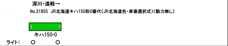 31855 JR北海道キハ150形0番代（JR北海道色・車番選択式）（動力無し）