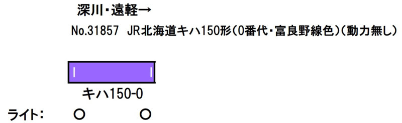 31857 JR北海道キハ150形0番代（富良野線色・車番選択式）（動力無し）