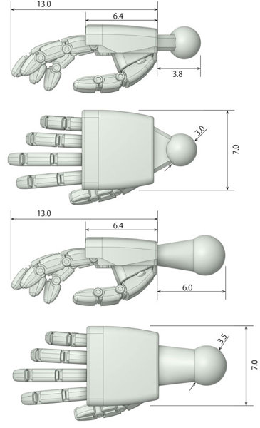 スモールサイズ メカ用 汎用ハンドパーツ プラモデル用パーツ （ロボット）