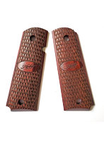 1911フルサイズ用Kimber・Raptorロゴ入り スーパーローズウッド赤系グリップ