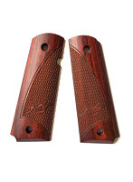 1911フルサイズ用Kimber・スキャロップロゴ入り スーパーローズウッド赤系グリップ