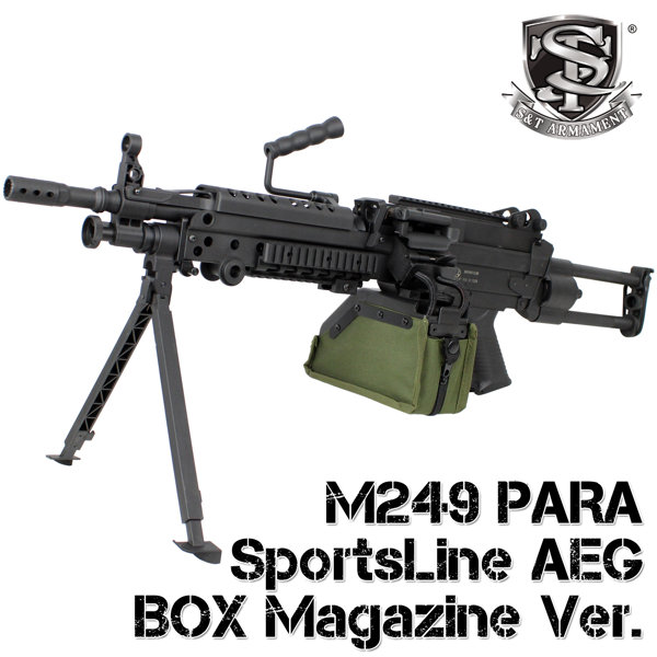 S＆T M249 PARA Black スポーツライン電動ガン Boxマガジン仕様