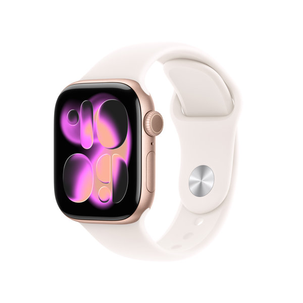 Apple Watch Series 11（GPSモデル）- 42mmローズゴールドアルミニウムケースとライトブラッシュスポーツバンド - S/M