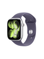 【AppleCare+付き】Apple Watch Series 11(GPSモデル)- 46mmシルバーアルミニウムケースとパープルフォグスポーツバンド - S/M