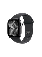 Apple Watch Series 11(GPS + Cellularモデル)- 42mmジェットブラックアルミニウムケースとブラックスポーツバンド - M/L