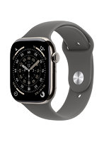 Apple Watch Series 11(GPS + Cellularモデル)- 46mmナチュラルチタニウムケースとストーングレイスポーツバンド - S/M