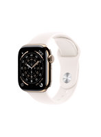 Apple Watch Series 11(GPS + Cellularモデル)- 46mmゴールドチタニウムケースとライトブラッシュスポーツバンド - S/M