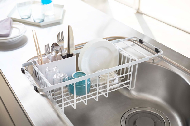 伸縮水切りワイヤーバスケット タワー ホワイト