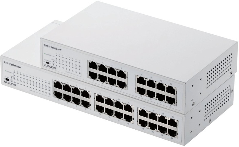 10/100Mbps対応スイッチングHub/24ポート/金属筐体/電源内蔵モデル/ホワイト 9,513円