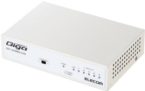Giga対応スイッチングHub/5ポート/金属筐体/磁石付き/電源内蔵モデル/ホワイト EHC-G05MN2-HJW