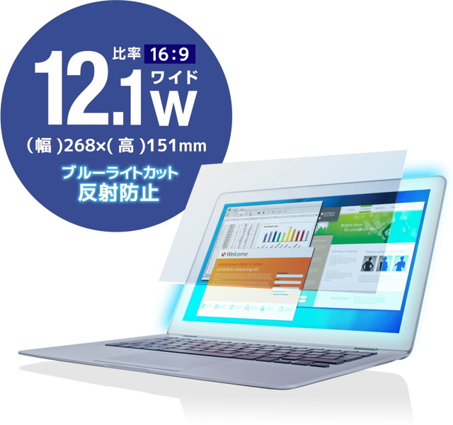 液晶保護フィルム/ブルーライトカット/12.1インチワイド