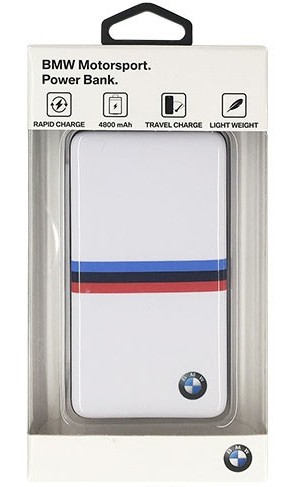 BMW 公式ライセンス品 Power Bank Tricolor Stripes White 4800 mAh 容量4800mAh BMPBSBW