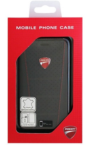 DUCATI iPhone7専用本革手帳型ケース Genuine leather book case-Black DU-FCIP7-SB/D1-BK