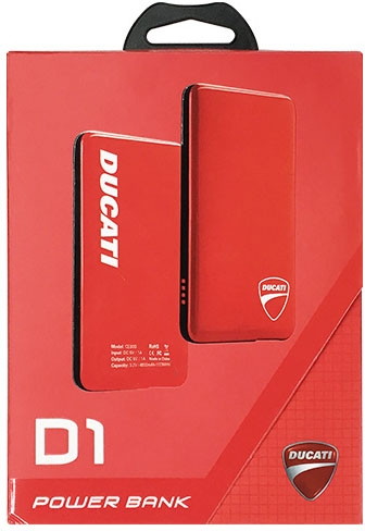 DUCATI 公式ライセンス品 スリムタイプパワーバンク（4800mAH） DU-PB4800-MU/D1-RD