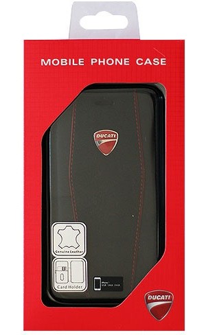 DUCATI iPhone7専用本革手帳型ケース Genuine Leather Flip Case-Black DU-TPUFCIP7-DI/D1-BK