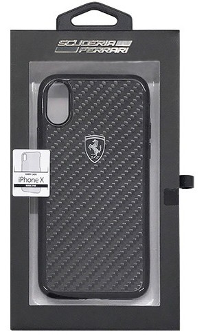 Ferrari 公式ライセンス品 iPhoneX専用 リアルカーボンハードケース HERITAGE Collection- Real Carbon Hard Case-Black IPHONE X FEHCAHCPXBK