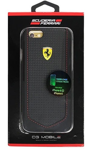FERRARI 公式ライセンス品 VICTORY-Carbon PU Leather Hard Case Black stitching red FEVIHCP6BK