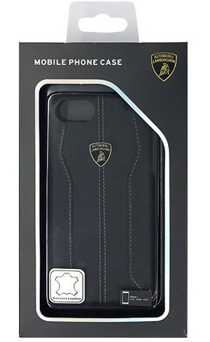 LAMBORGHINI Genuine leather back cover-Black LB-HCIP7-HU/D1-BK