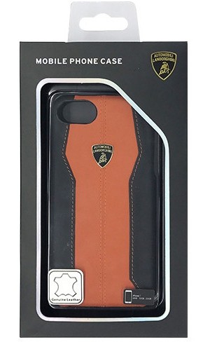 LAMBORGHINI Genuine leather back cover-Orange LB-HCIP7-HU/D1-OE