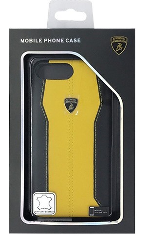 LAMBORGHINI Genuine leather back cover-Yellow LB-HCIP7P-HU/D1-YW