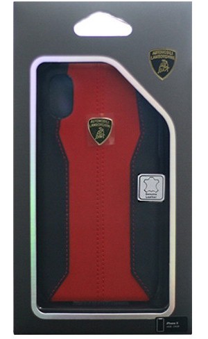Lamborghini 公式ライセンス品 iPhoneX専用 本革ハードケース Huracan-D1 Back cover RDLB-HCIPX-HU/D1-RD