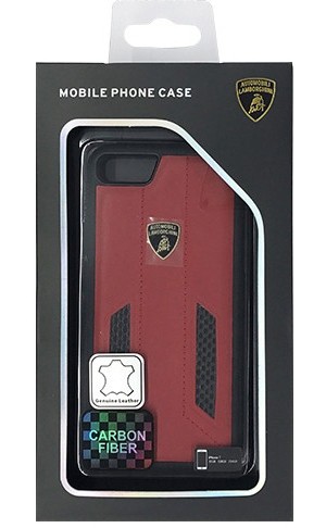 LAMBORGHINI Genuine leather w/carbon back cover-Red LB-TPUPCIP7-HU/D6-RD
