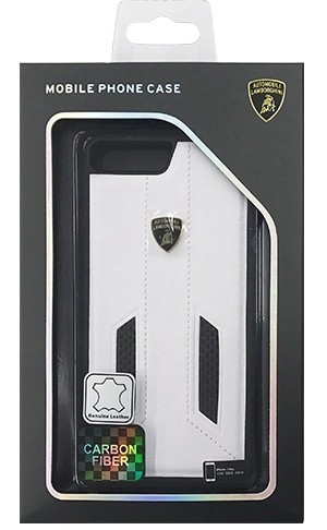 LAMBORGHINI Genuine leather w/carbon back cover-White LB-TPUPCIP7P-HU/D6-WE