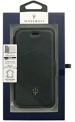 MASERATI 公式ライセンス品 iPhone8/7/6s/6専用 本革手帳型ケース MAGALFLBKI8NA